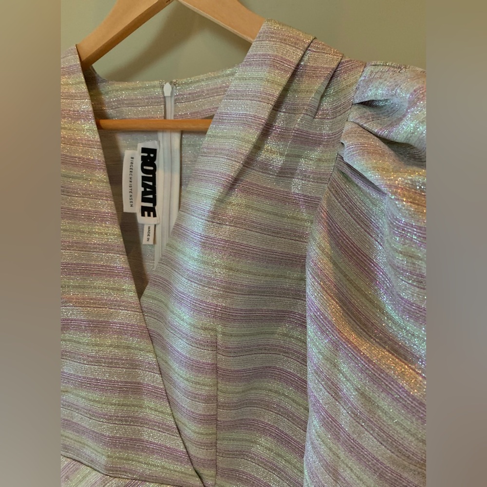 ROTATE Birger Christensen Metallic Wrap Dress - Picture 5 of 13
